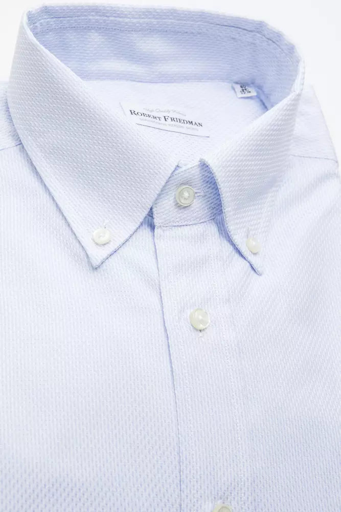 Robert Friedman Light Blue Cotton Men Shirt