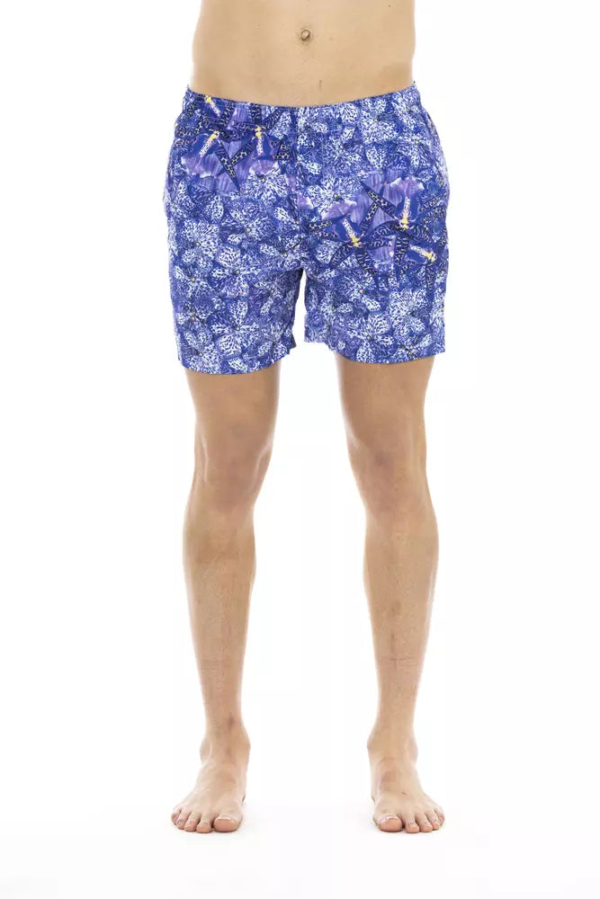 Just Cavalli Light Blue Polyester Men Swimwear