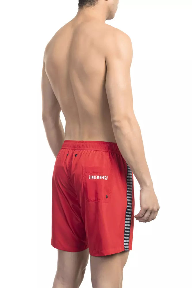 Bikkembergs Red Polyester Men Swim Short