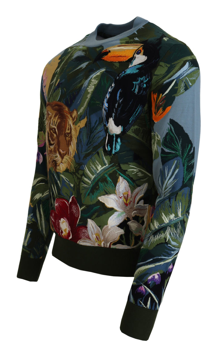 Dolce & Gabbana Jungle Embroidered Wool-Silk Sweater