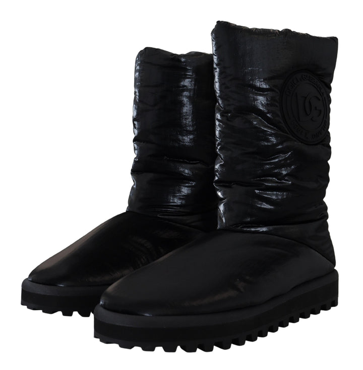 Dolce & Gabbana Elegant Mid-Calf Boots in Black Polyester