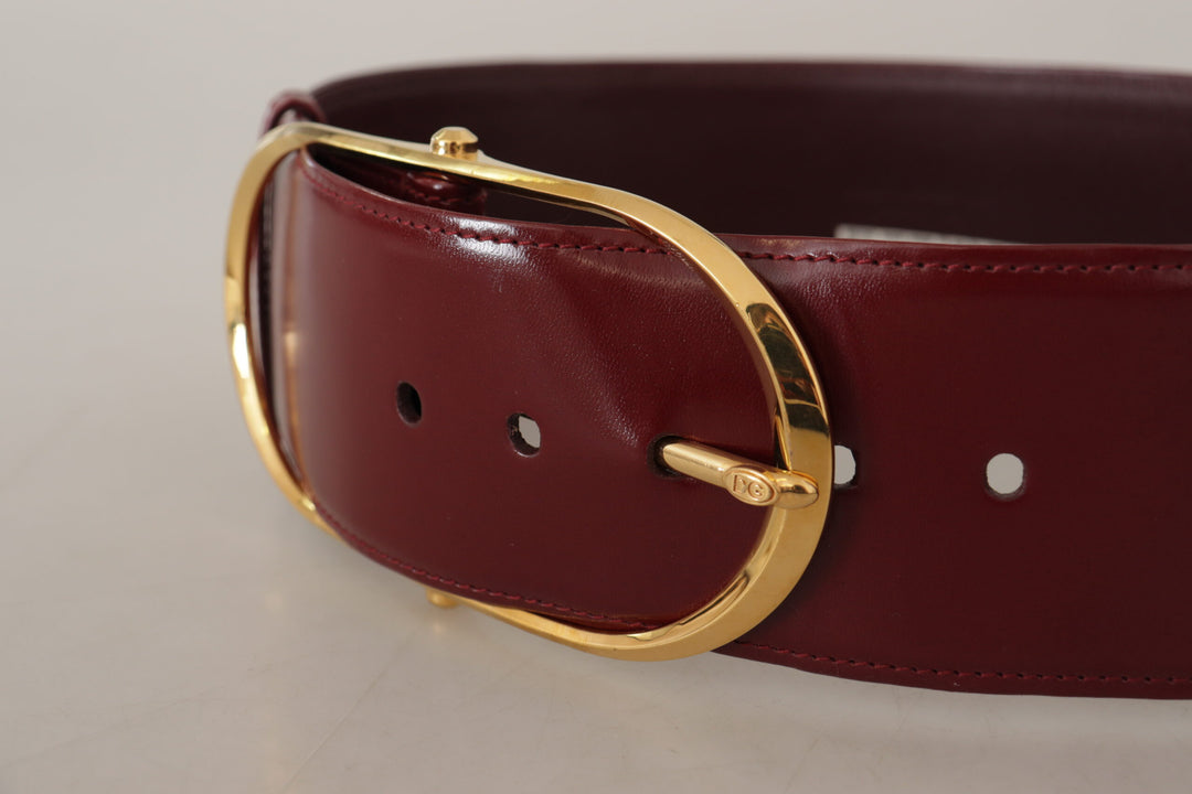 Dolce & Gabbana Engraved Logo Maroon Leather Belt