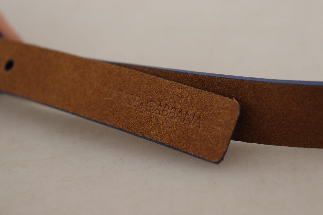 Dolce & Gabbana Elegant Suede Leather Belt with Logo Engraved Buckle