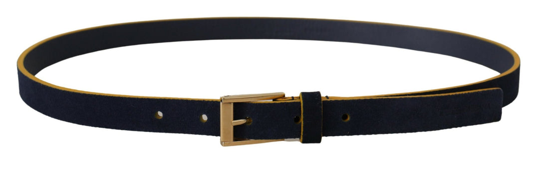 Dolce & Gabbana Chic Blue Suede Logo Buckle Belt