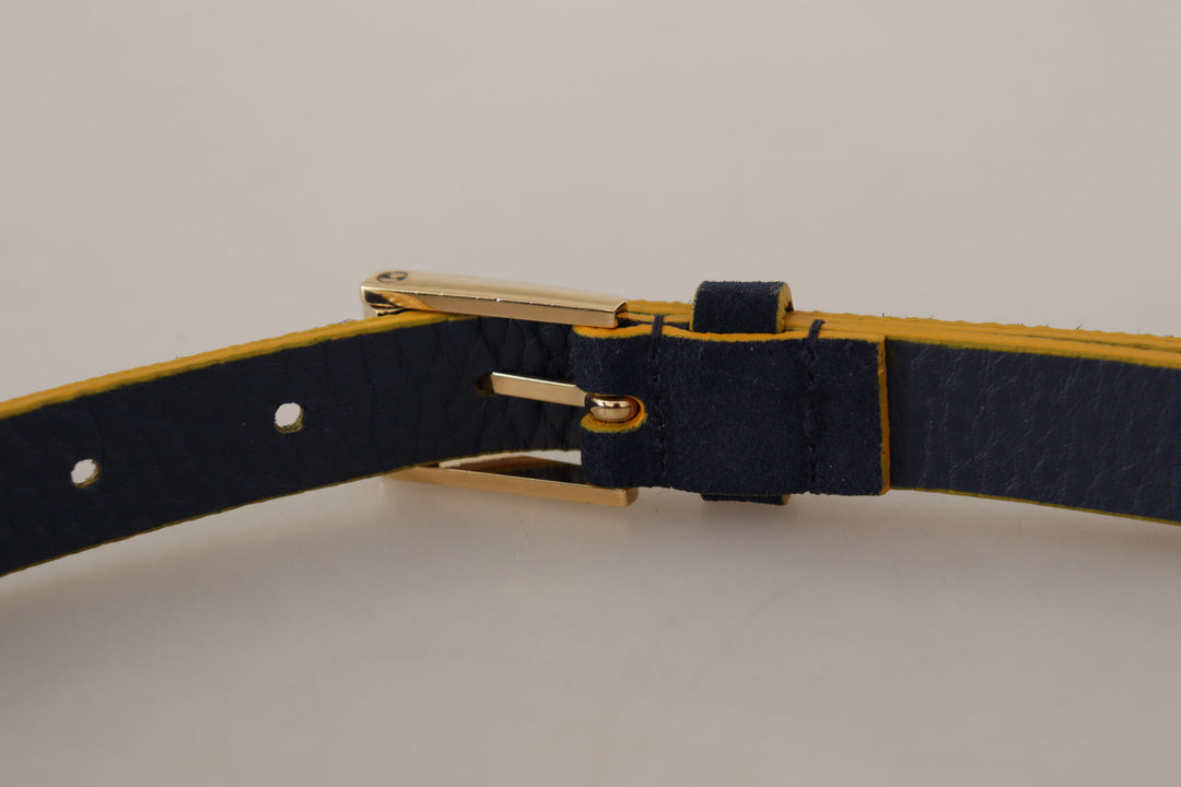 Dolce & Gabbana Chic Blue Suede Logo Buckle Belt