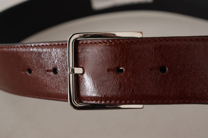 Dolce & Gabbana Elegant Leather Belt with Engraved Buckle