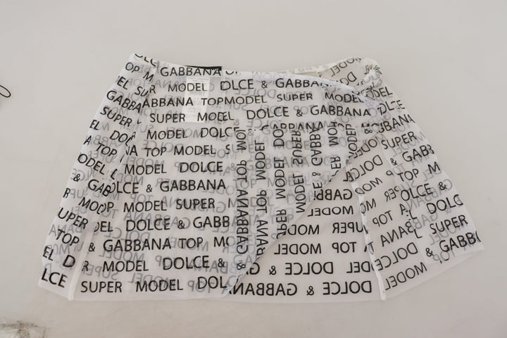 Dolce & Gabbana Elegant White Logo Print Mini Skirt