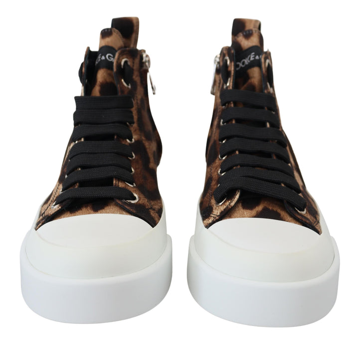 Dolce & Gabbana Exquisite Leopard Print Mid-Top Sneakers