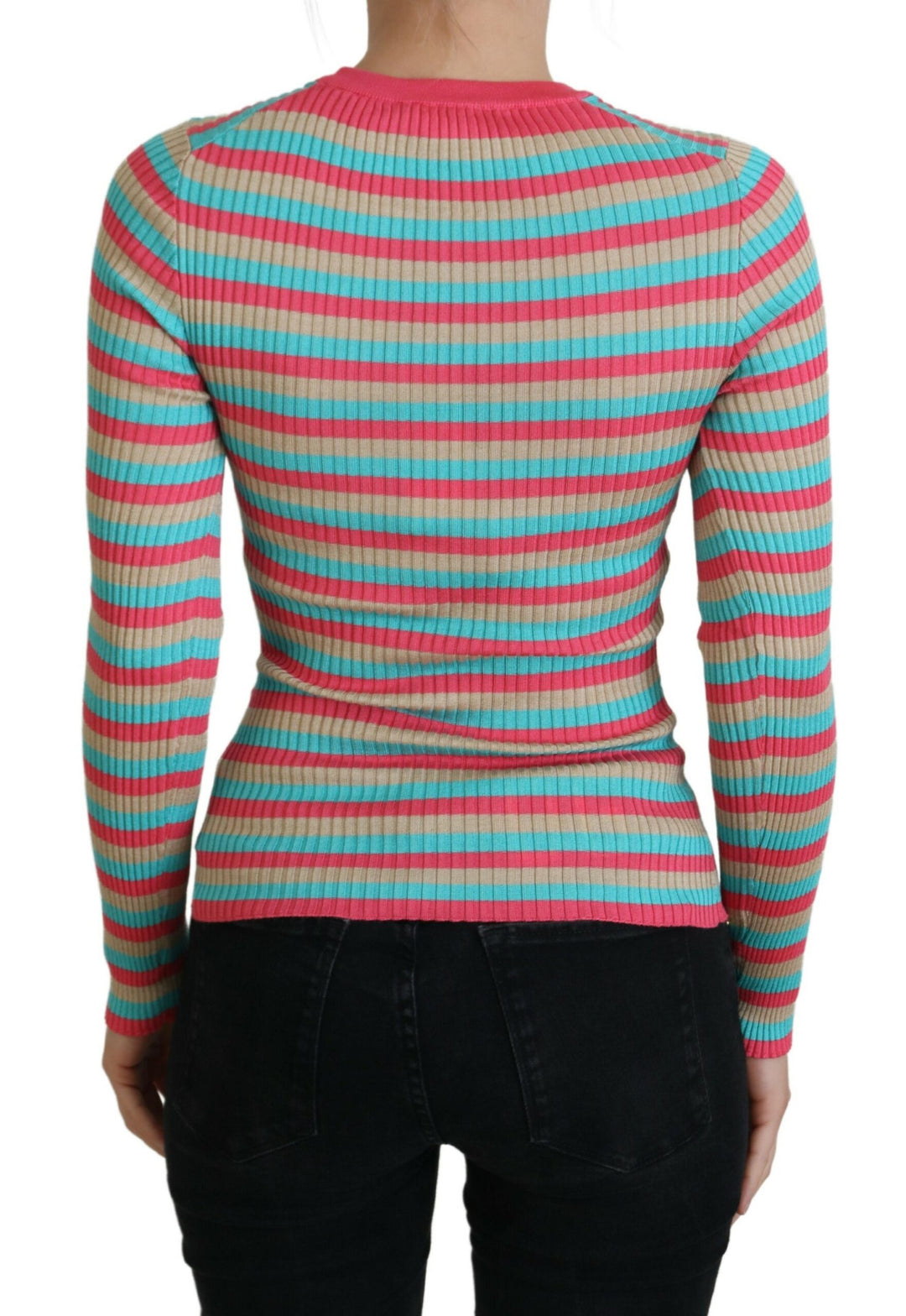 Dolce & Gabbana Elegant Striped Silk Crewneck Pullover