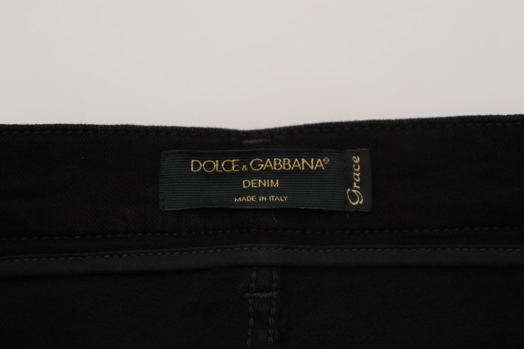 Dolce & Gabbana Chic High Waist Slim Fit Black Jeans