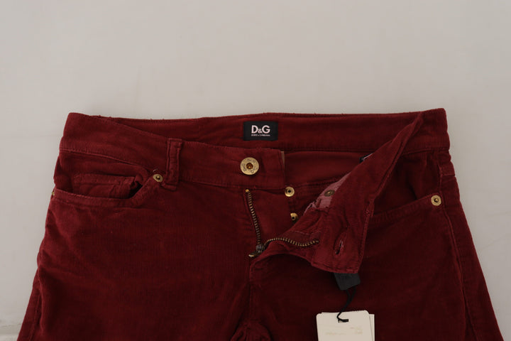 Dolce & Gabbana Chic Maroon Corduroy Pants