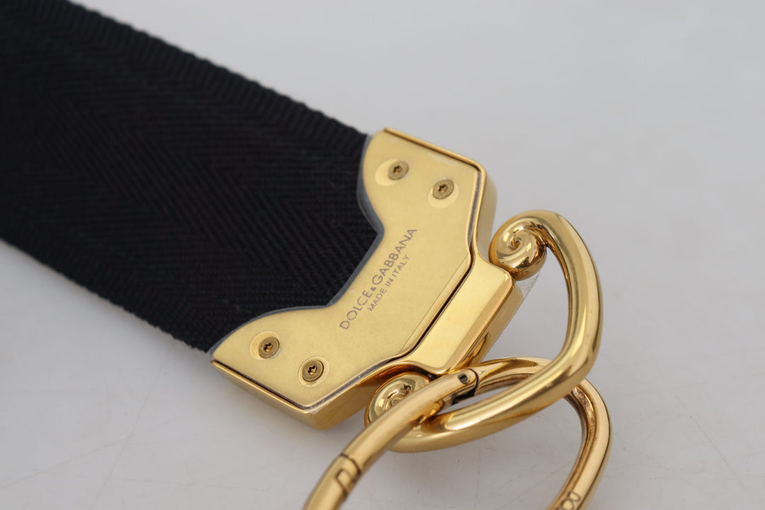 Dolce & Gabbana Elegant Gold Black Shoulder Bag Strap