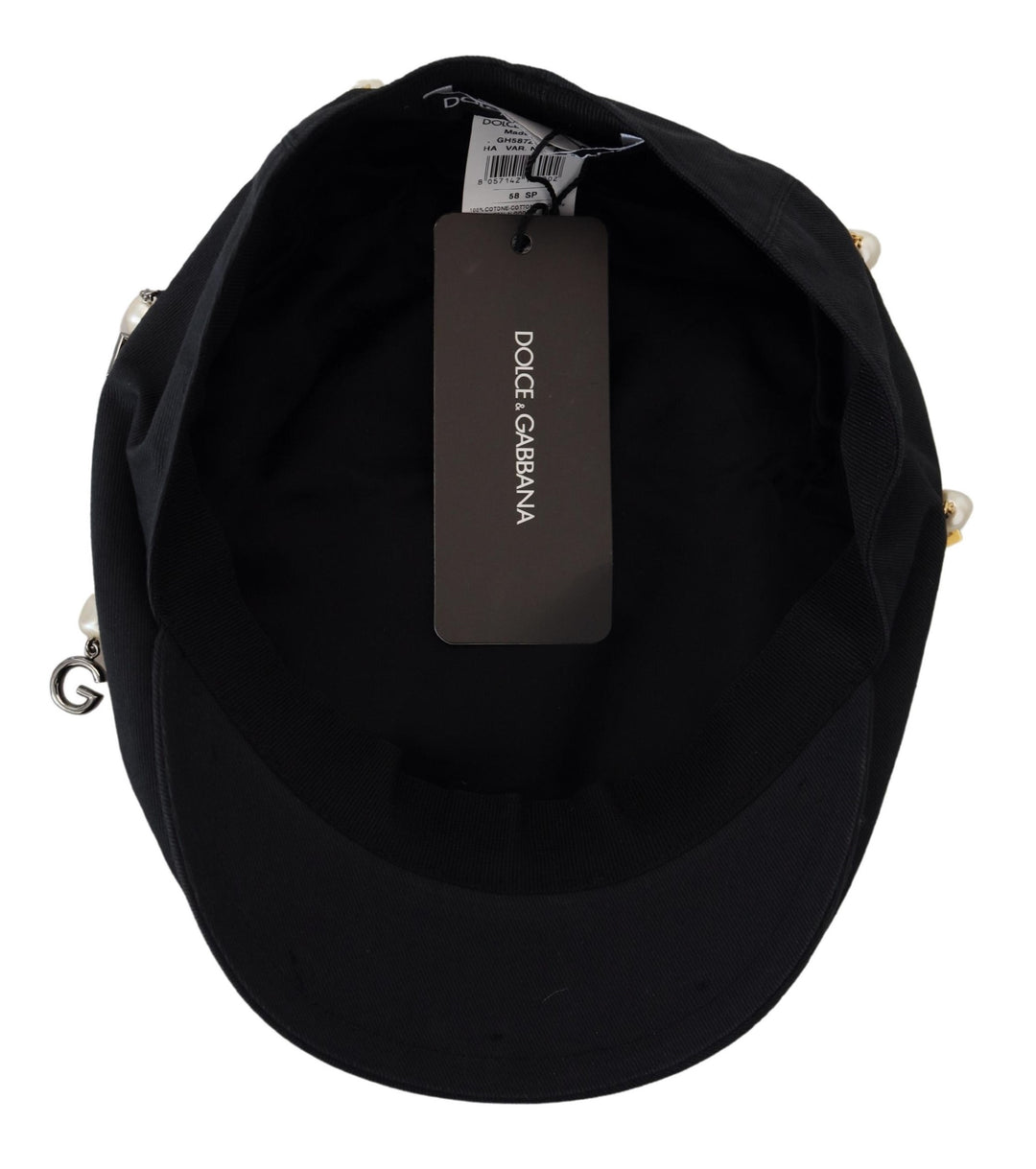 Dolce & Gabbana Elegant Black Cotton Newsboy Hat