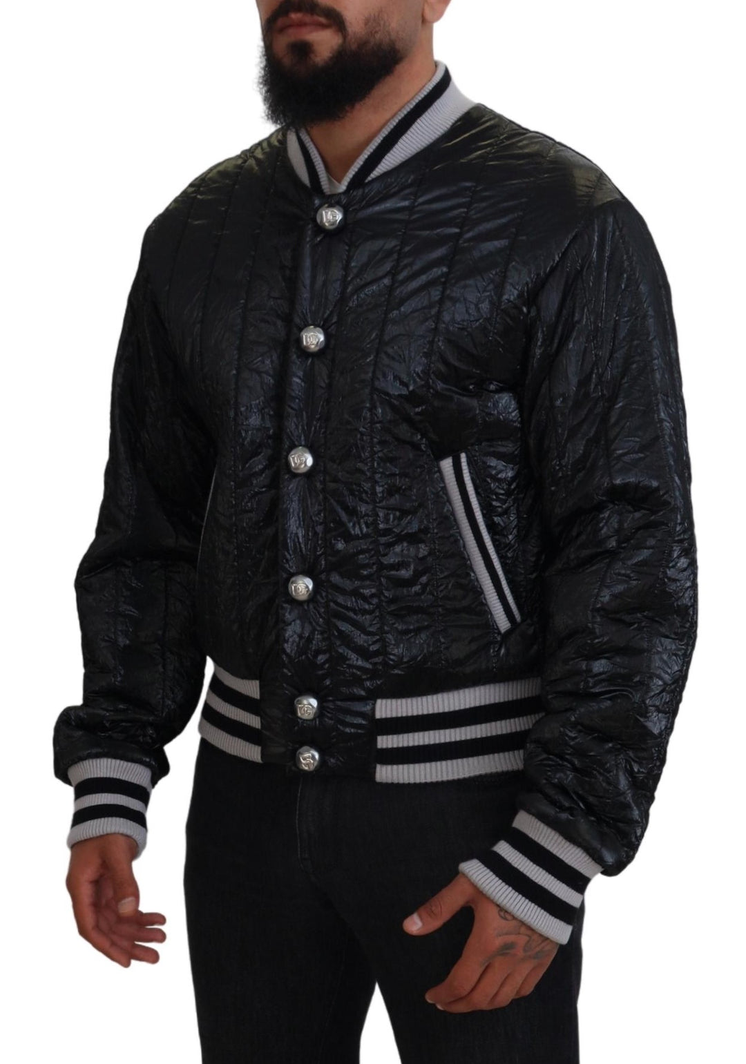 Dolce & Gabbana Sleek Black Bomber Jacket