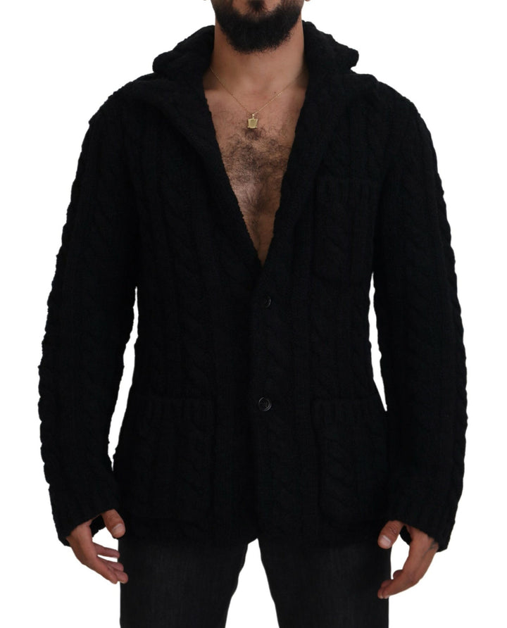 Dolce & Gabbana Elegant Black Wool-Cashmere Cardigan Sweater