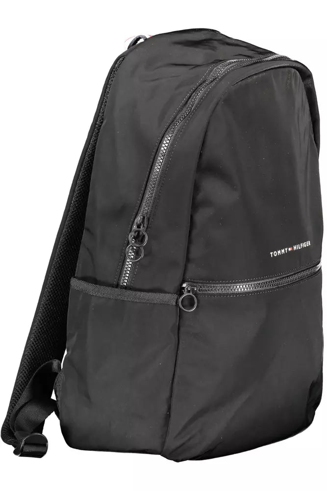 Tommy Hilfiger Black Polyester Men Backpack