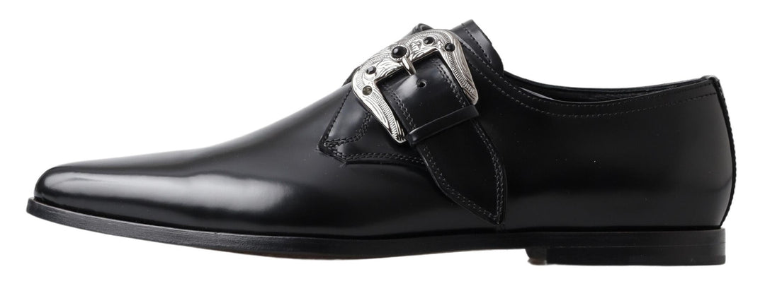 Dolce & Gabbana Elegant Black Leather Monk Strap Shoes