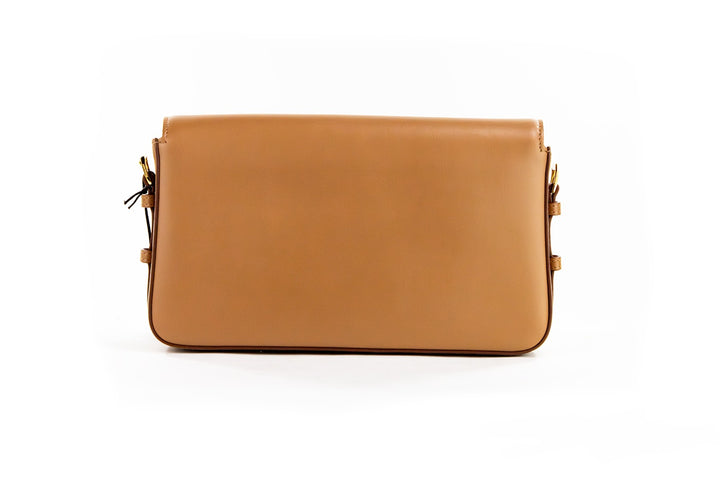 Burberry Grace Small Nutmeg Smooth Leather Flap Crossbody Clutch Handbag Purse