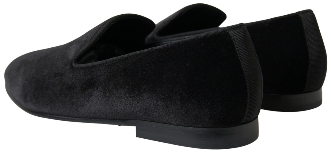 Dolce & Gabbana Elegant Velvet Black Loafers for Men