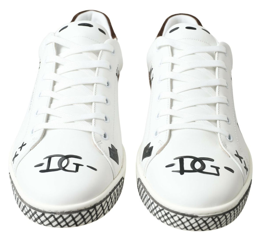 Dolce & Gabbana Sleek White Leather Casual Sneakers