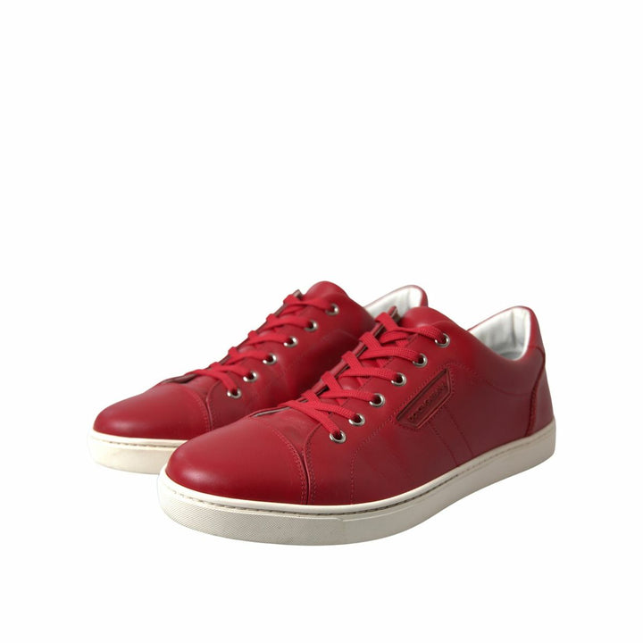 Dolce & Gabbana Elegant Red Leather Low Top Sneakers