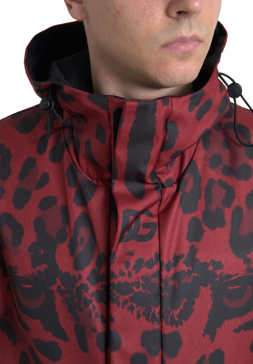 Dolce & Gabbana Radiant Red Leopard Print Hooded Jacket