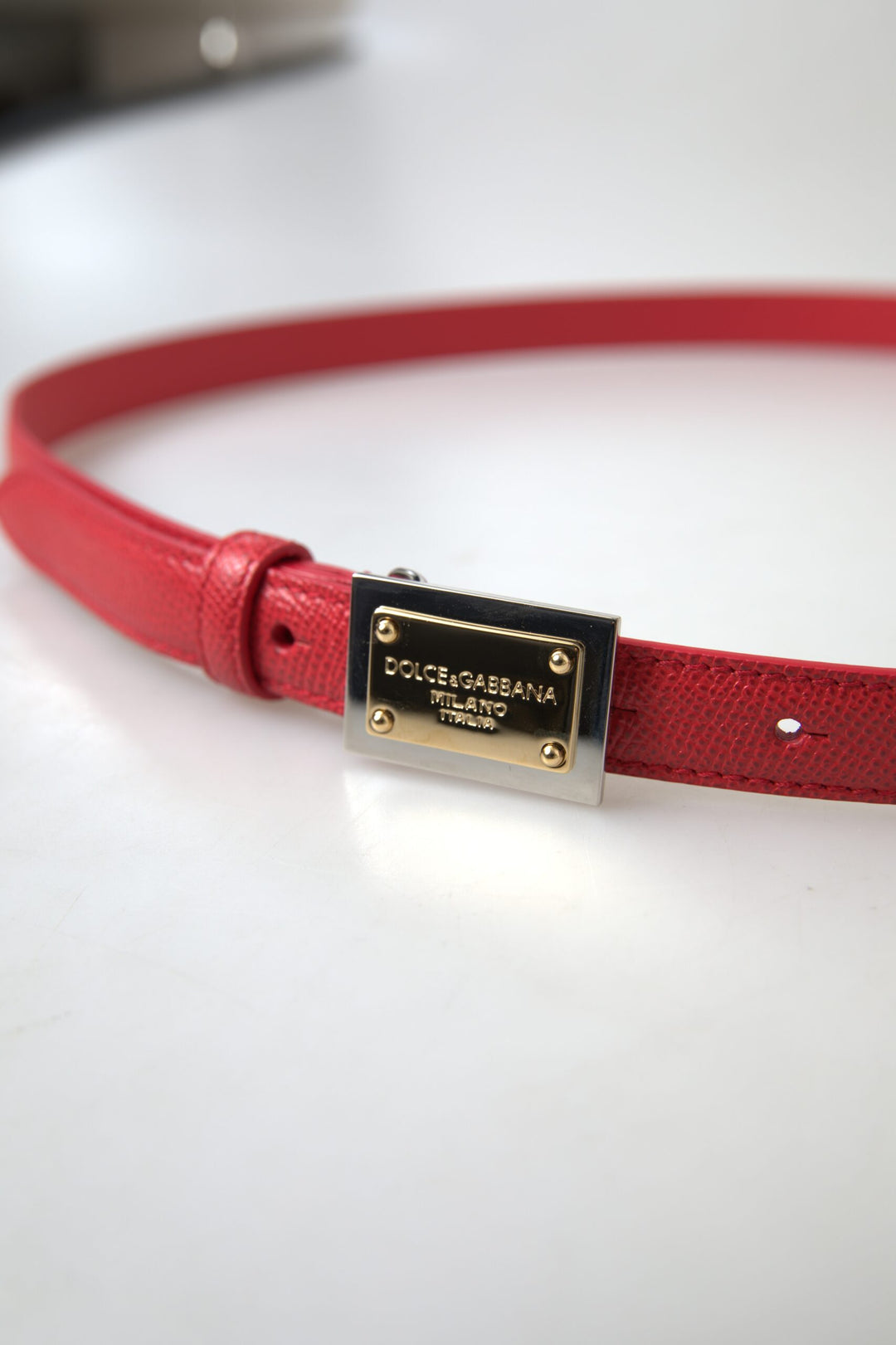 Dolce & Gabbana Elegant Red Leather Designer Belt