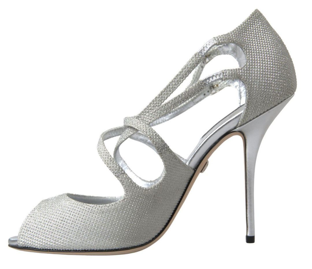 Dolce & Gabbana Elegant Shimmering Silver High-Heeled Sandals