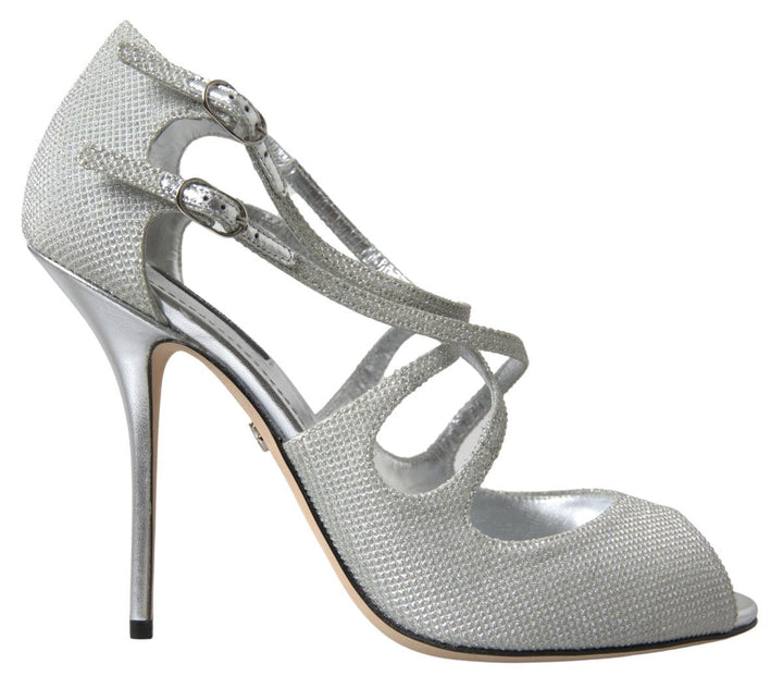 Dolce & Gabbana Elegant Shimmering Silver High-Heeled Sandals