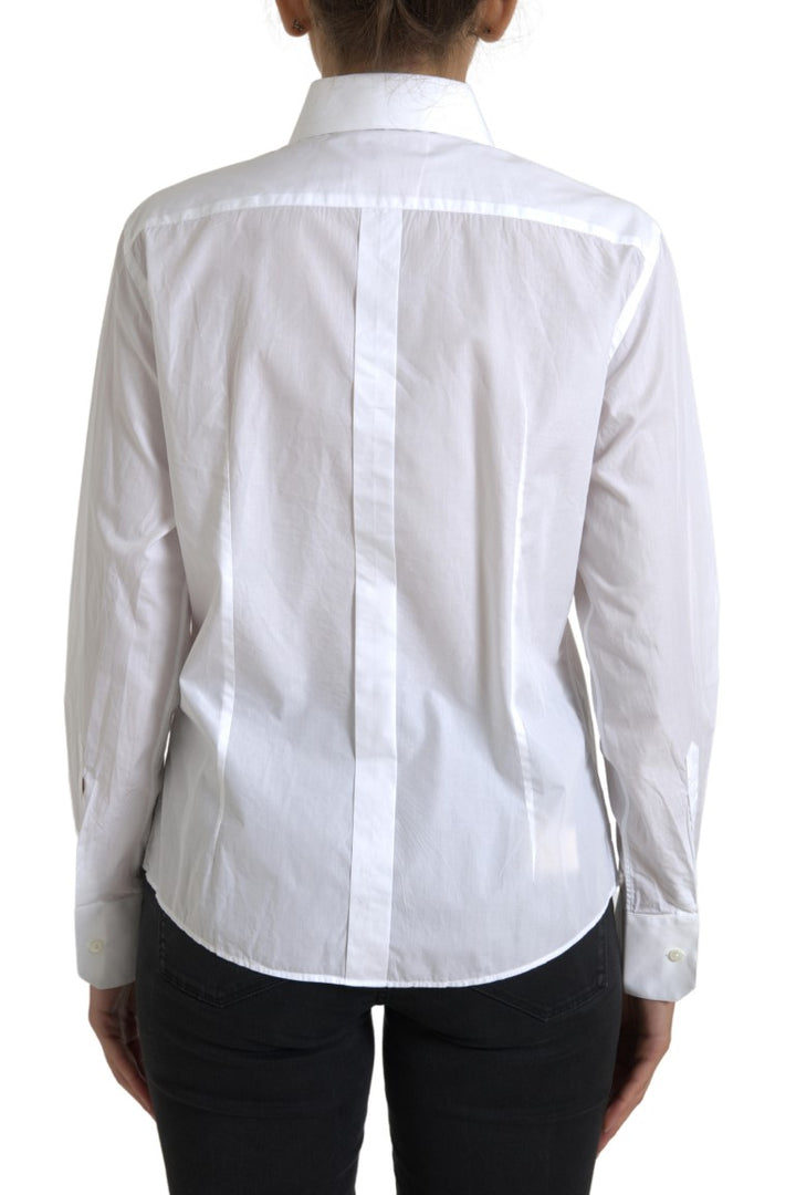 Dolce & Gabbana Elegant White Cotton Collared Top