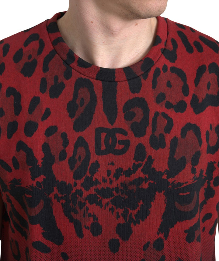 Dolce & Gabbana Red Leopard Print Cotton Tank Top