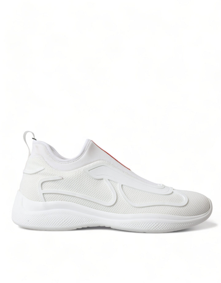 Prada Elevate Your Style with Sleek White Knit Sneakers