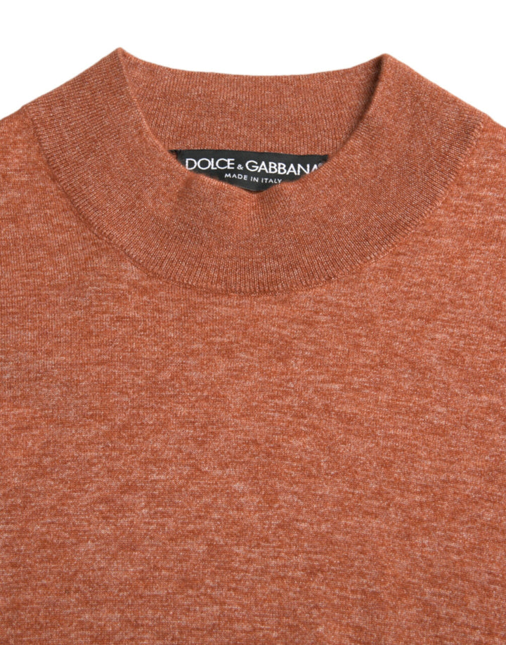 Dolce & Gabbana Silk-Cashmere Orange Crew Neck Sweater