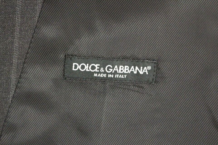 Dolce & Gabbana Elegant Gray Striped Wool Dress Vest