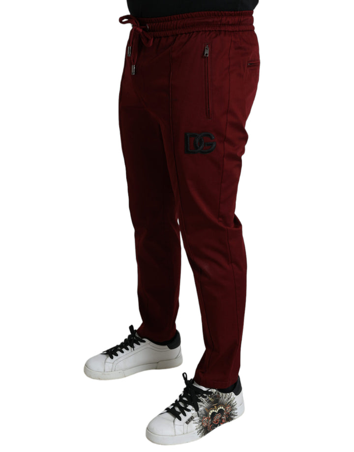 Dolce & Gabbana Maroon Cotton Stretch Jogger Pants