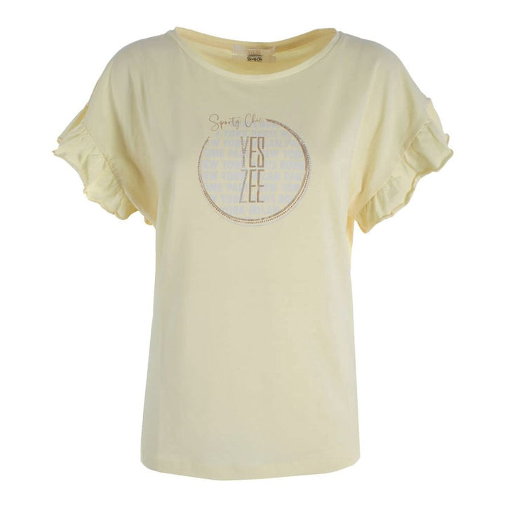 Yes Zee Chic Bat Sleeve Ruffled Cotton Tee – Sunny Yellow