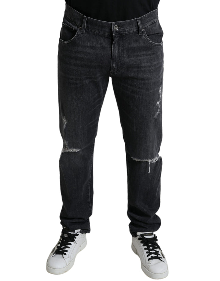 Dolce & Gabbana Elegant Slim Fit Tattered Denim Jeans