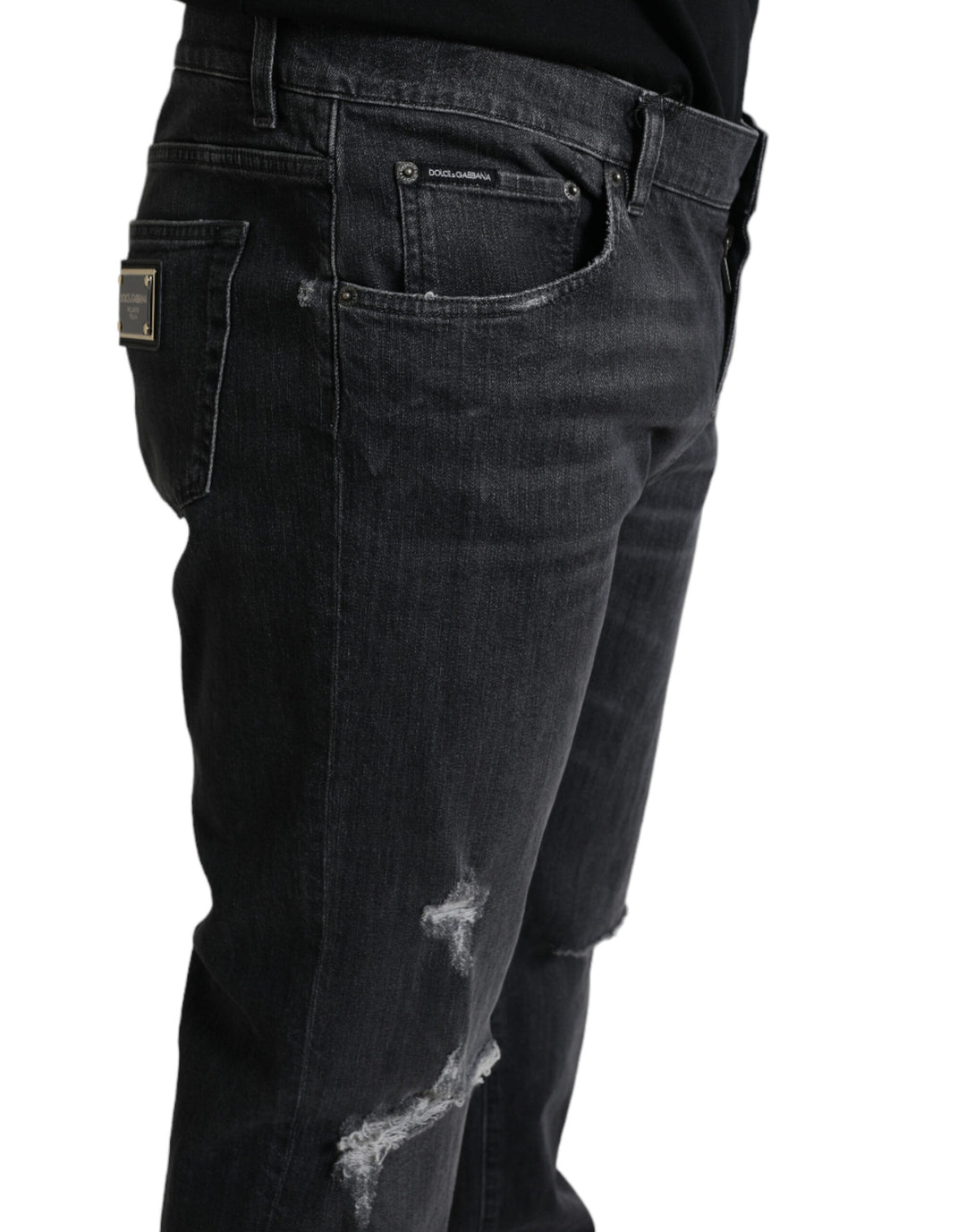 Dolce & Gabbana Elegant Slim Fit Tattered Denim Jeans