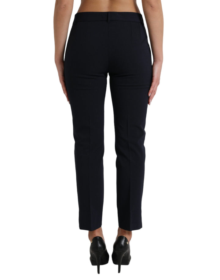 Dolce & Gabbana Elegant Mid Waist Tapered Pants in Blue