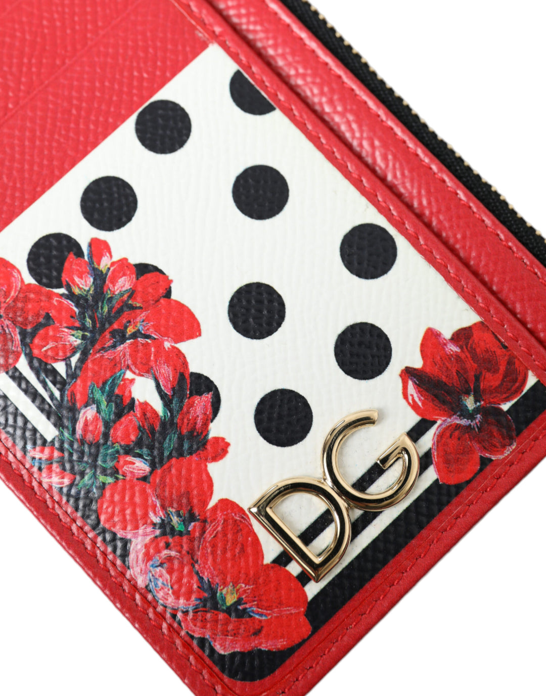 Dolce & Gabbana Elegant Floral Zippered Card Holder Wallet