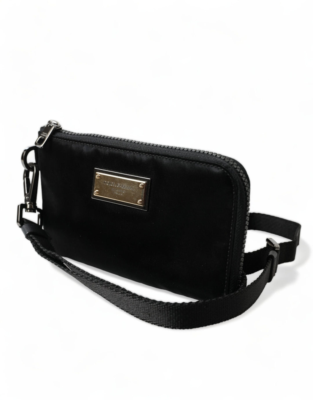 Dolce & Gabbana Elegant Black Nylon & Leather Pouch