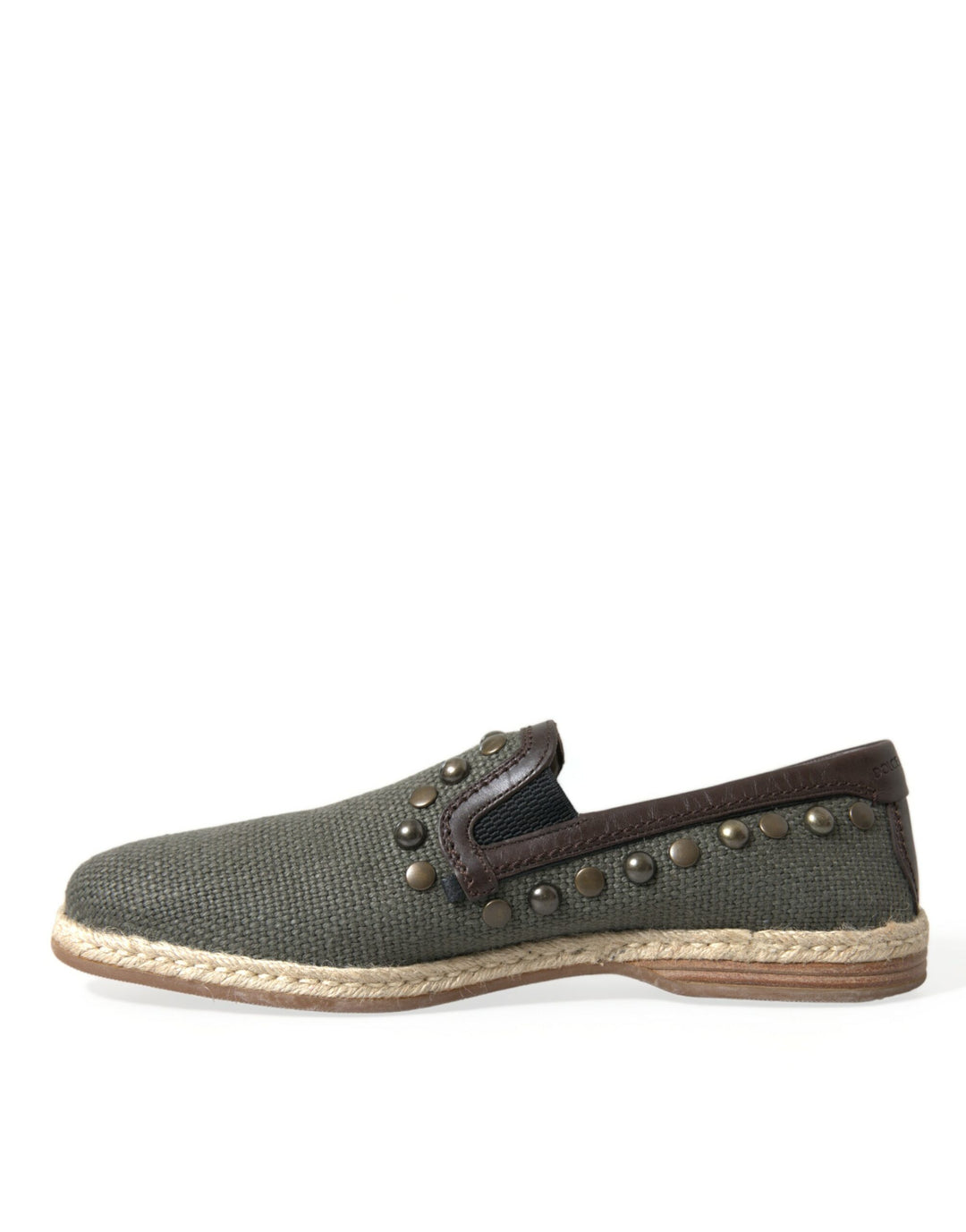 Dolce & Gabbana Studded Canvas Loafer Slipper Shoes