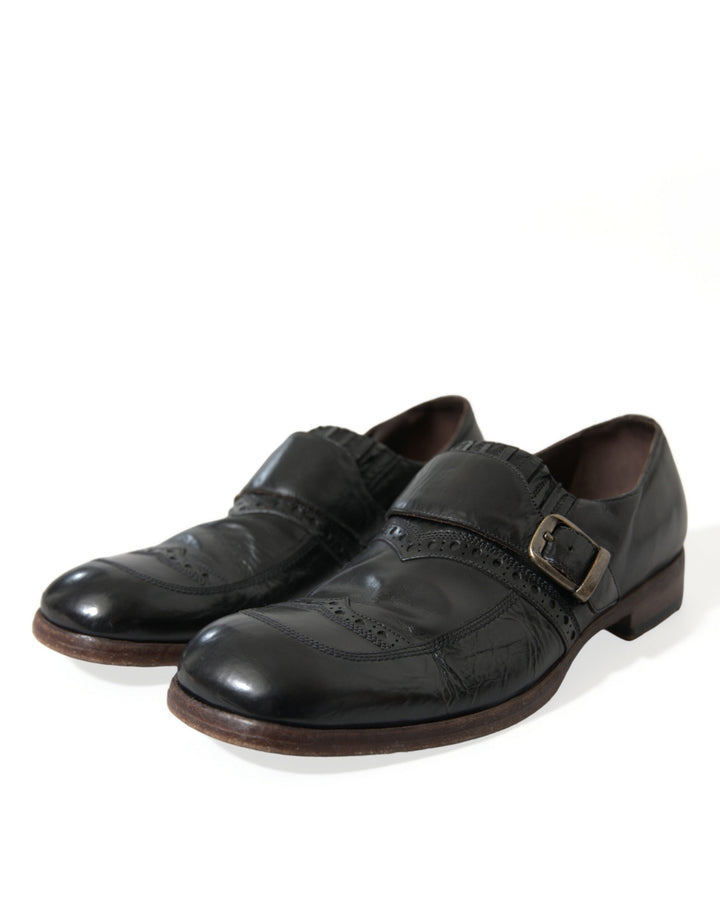 Dolce & Gabbana Elegant Black Leather Moccasins Dress Shoes