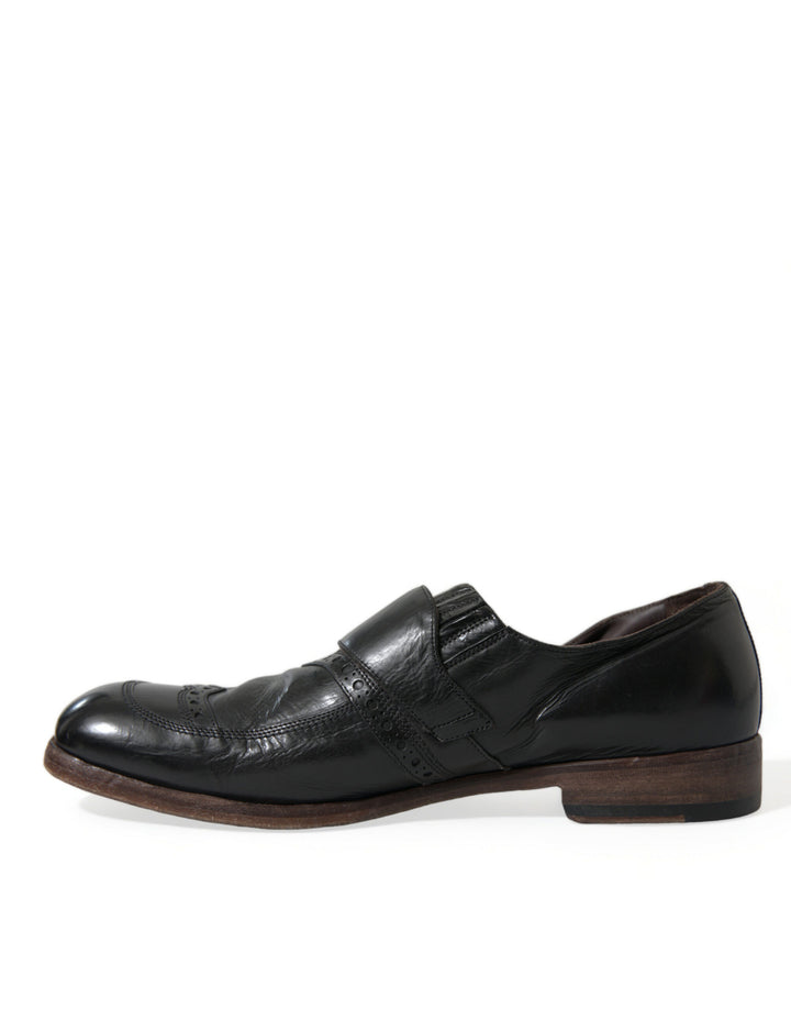 Dolce & Gabbana Elegant Black Leather Moccasins Dress Shoes