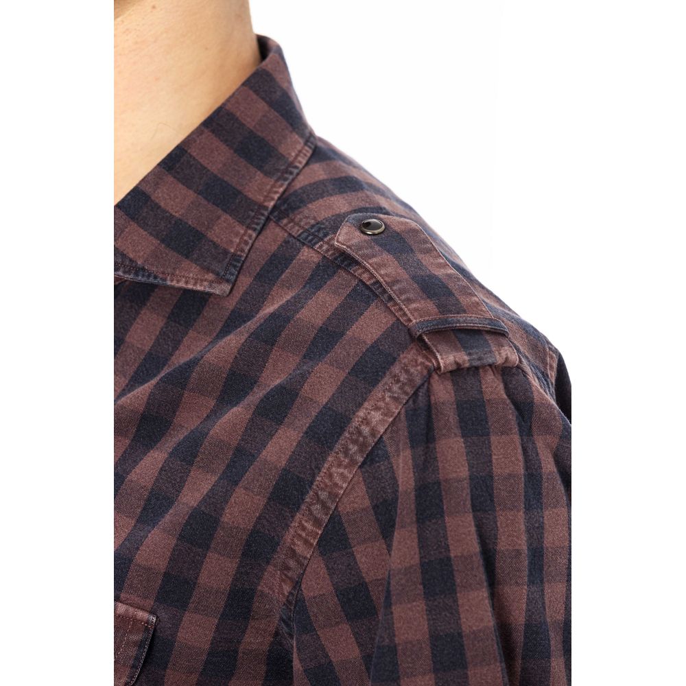 Jacob Cohen Burgundy Cotton Men Shirt