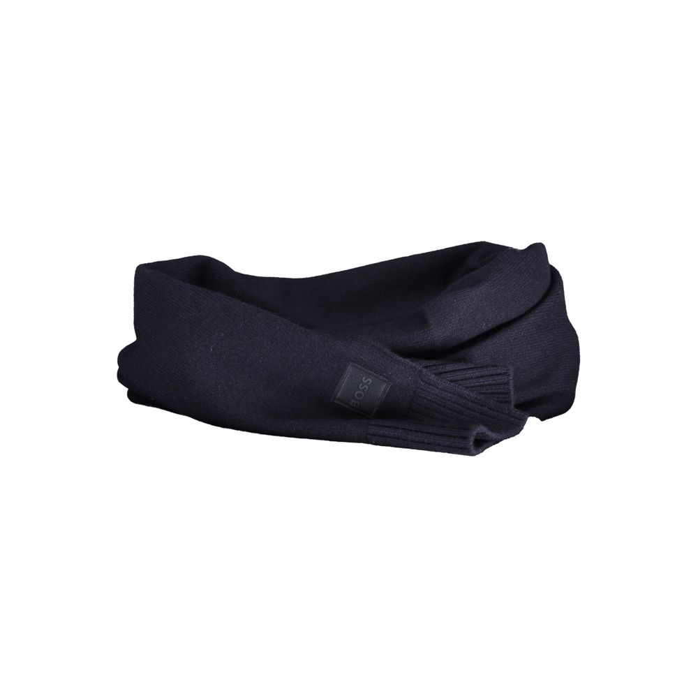 Hugo Boss Blue Wool Mens Scarf