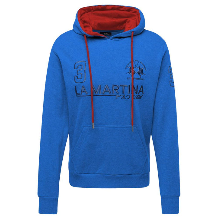 La Martina Chic Blue Cotton Hooded Sweatshirt