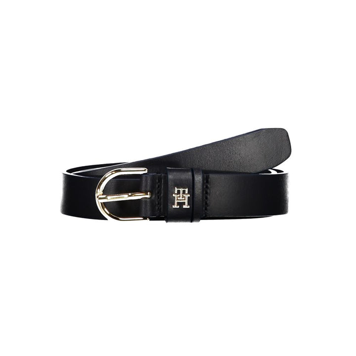 Tommy Hilfiger Elegant Blue Leather Belt with Metal Buckle