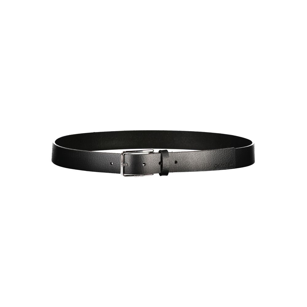 Calvin Klein Elegant Black Leather Belt with Metal Buckle