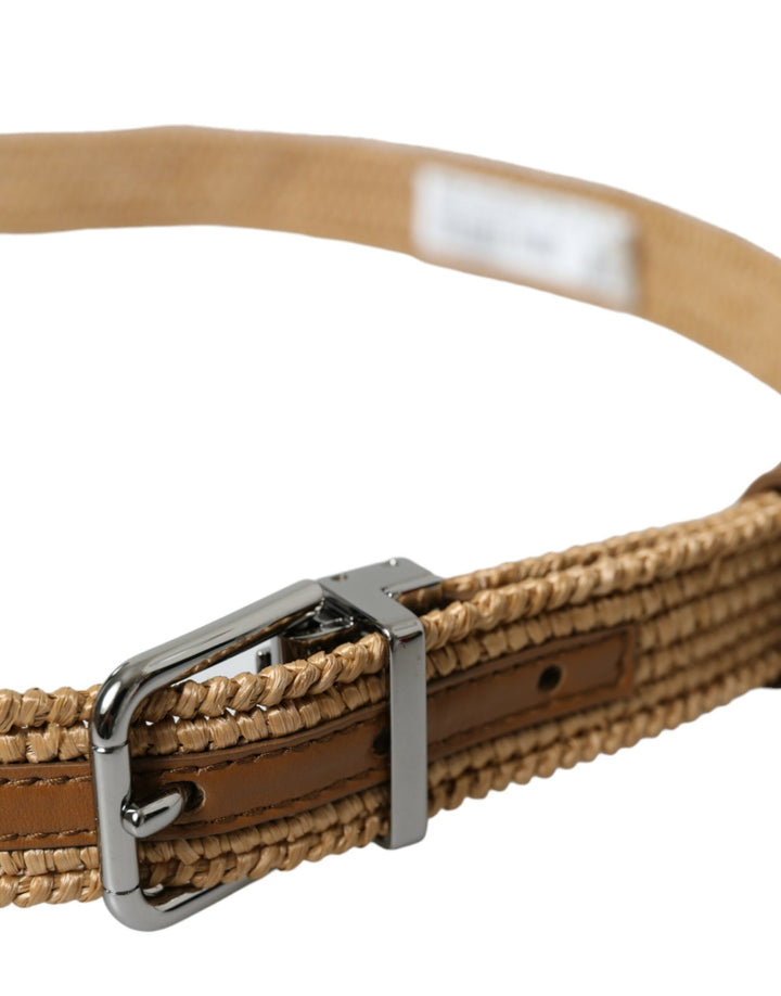 Dolce & Gabbana Elegant Beige Woven Leather Belt